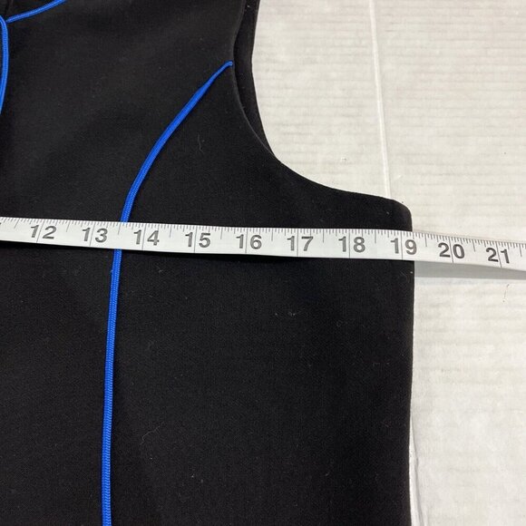 The Alley S Black Cardigan Vest Blue Buttons Trim Sleeveless Made in Canada - Picture 7 of 8